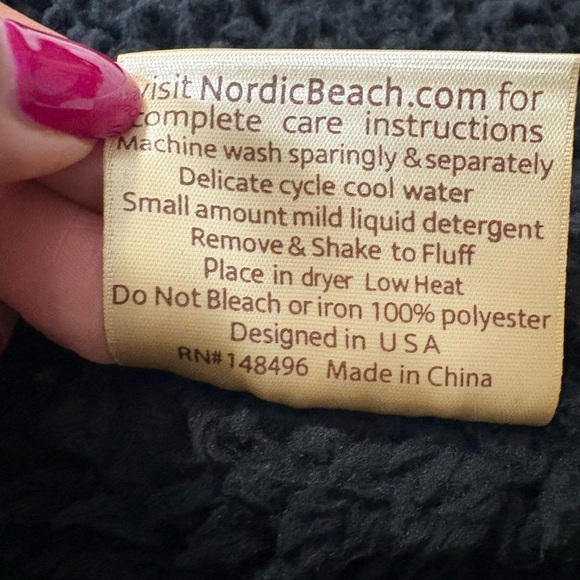 Nordic Beach Black Teddy Sherpa Jacket   Very Thick/ Soft Fabric, Hood, Pockets - Picture 7 of 16